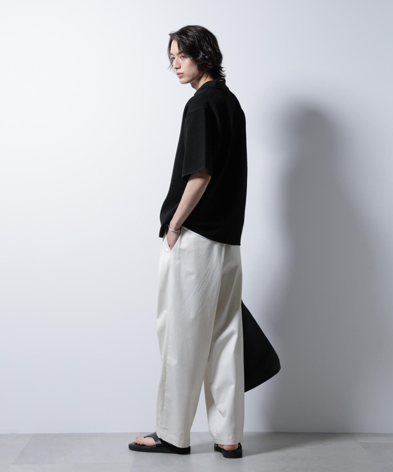 スポンディッシュ メッシュオープンカラーニットシャツ 6685122218