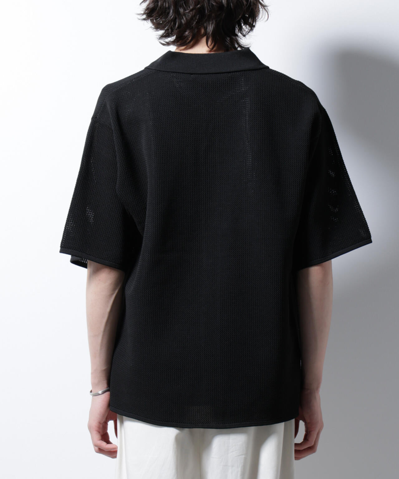 スポンディッシュ メッシュオープンカラーニットシャツ 6685122218