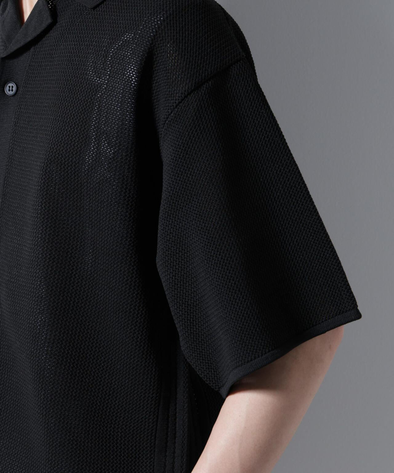 スポンディッシュ メッシュオープンカラーニットシャツ 6685122218