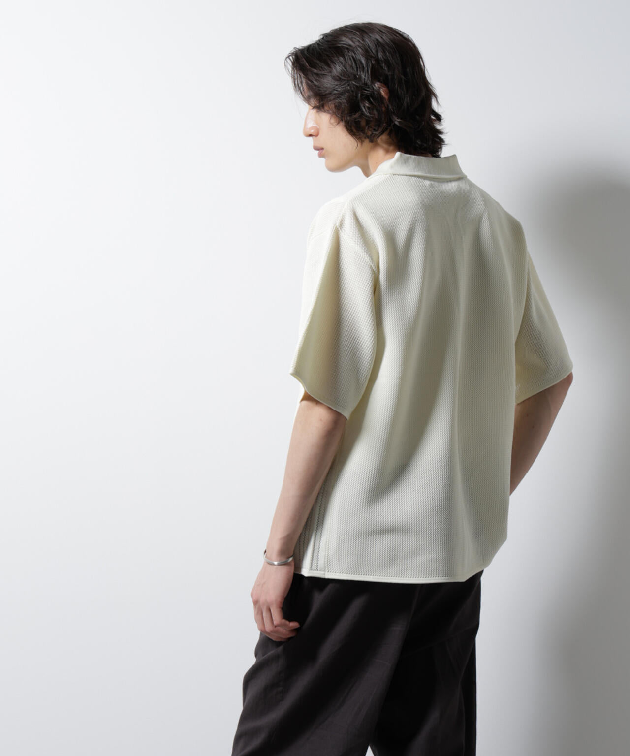 スポンディッシュ メッシュオープンカラーニットシャツ 6685122218