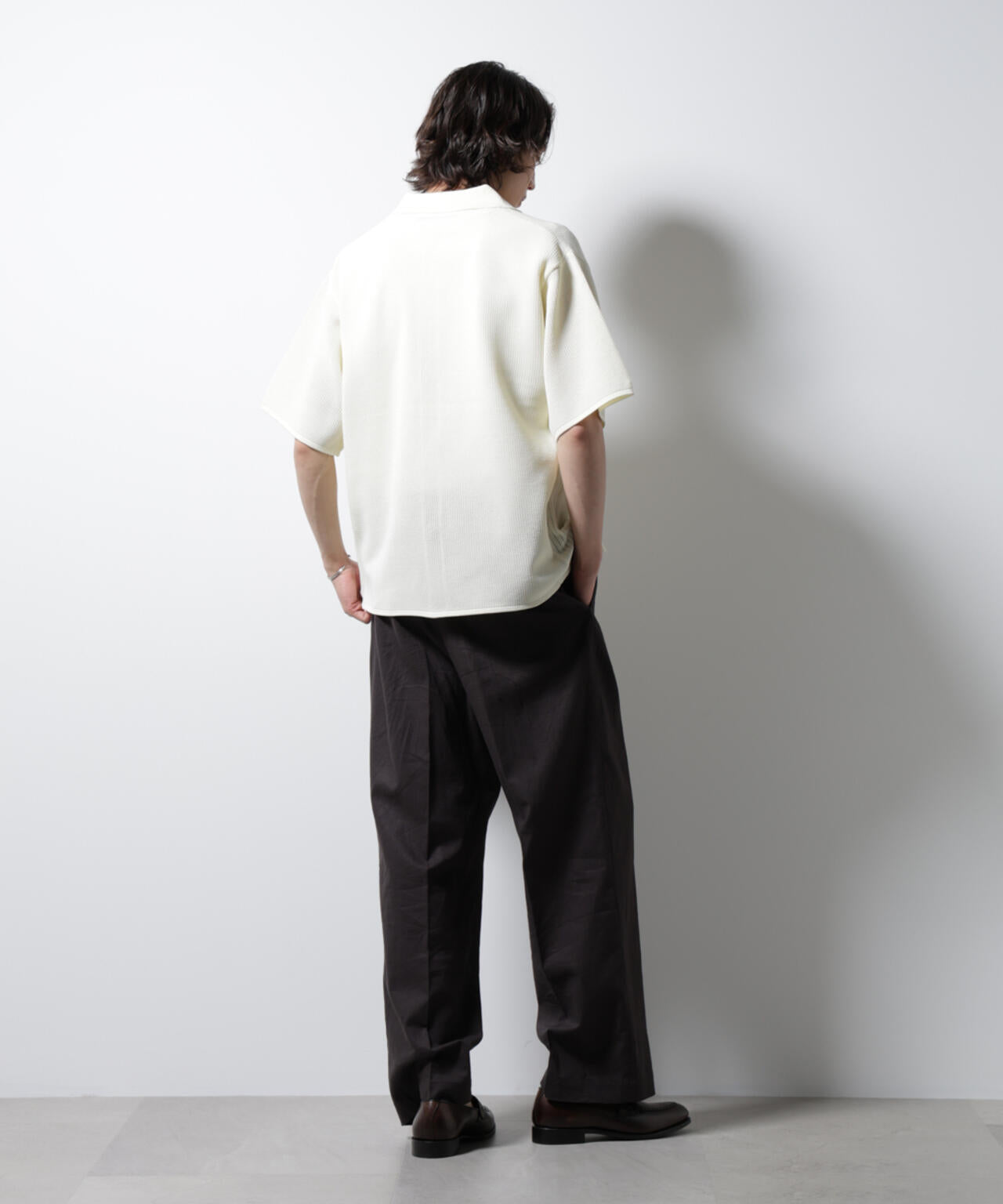 スポンディッシュ メッシュオープンカラーニットシャツ 6685122218