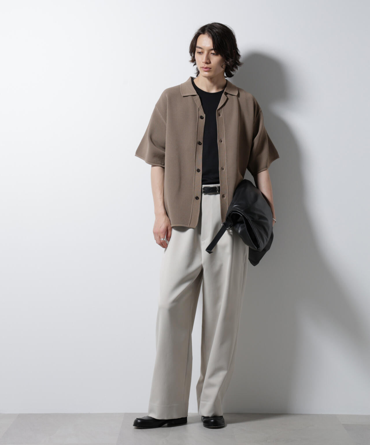 スポンディッシュ メッシュオープンカラーニットシャツ 6685122218