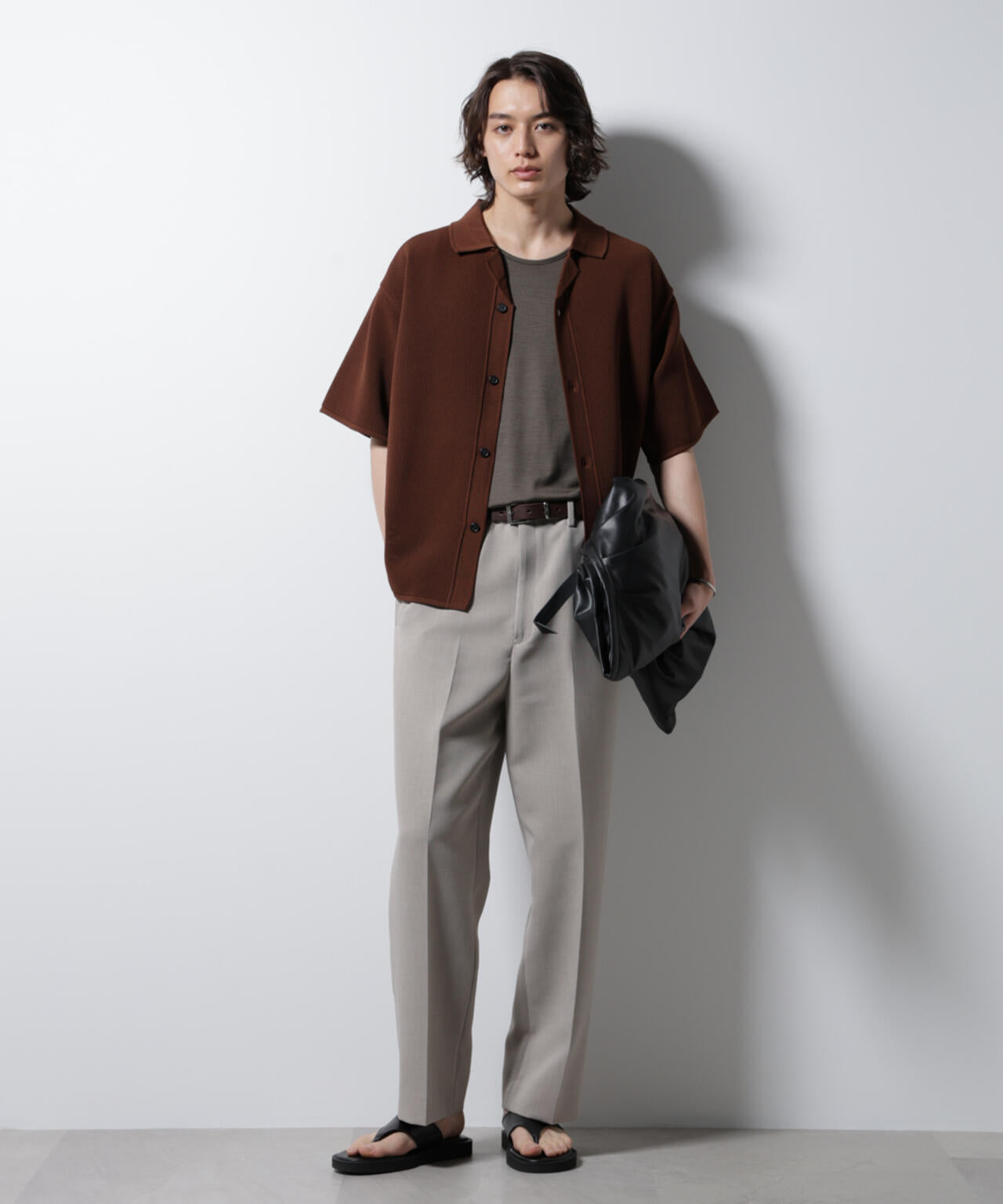 スポンディッシュ メッシュオープンカラーニットシャツ 6685122218