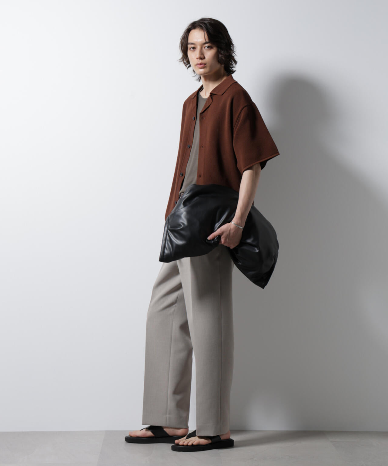 スポンディッシュ メッシュオープンカラーニットシャツ 6685122218