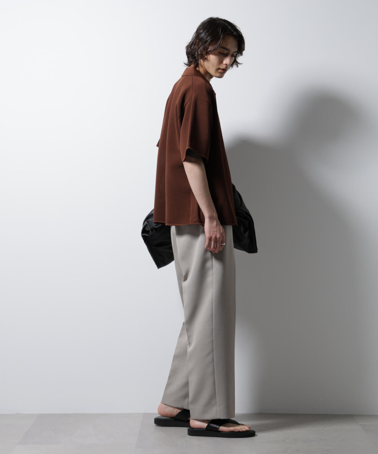 スポンディッシュ メッシュオープンカラーニットシャツ 6685122218