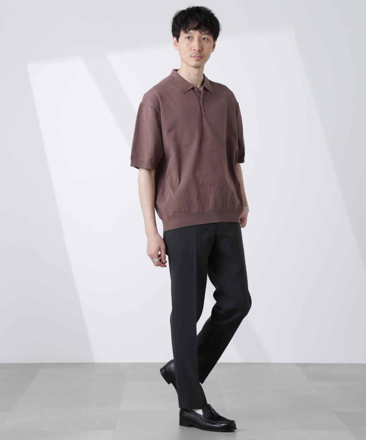 コットン/ソロナ プレーティング 半袖ニットポロシャツ 6685122221