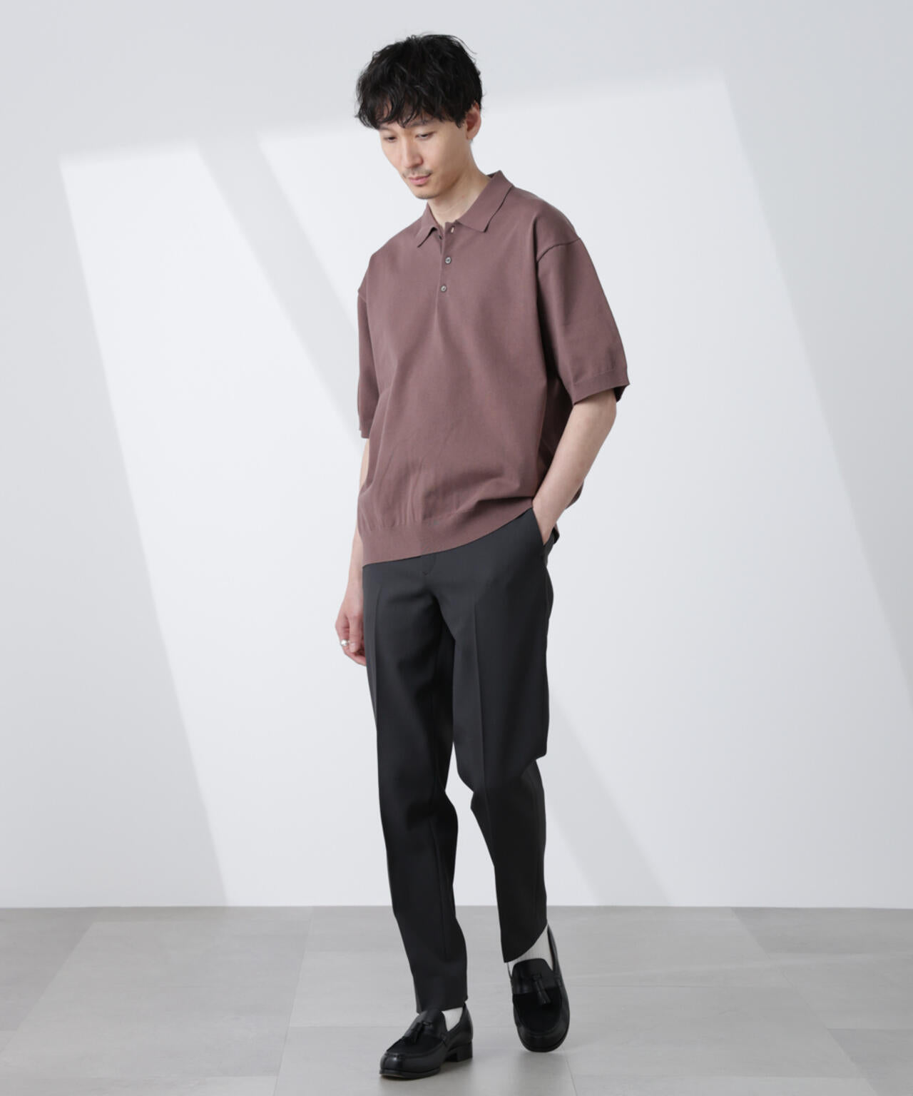 コットン/ソロナ プレーティング 半袖ニットポロシャツ 6685122221