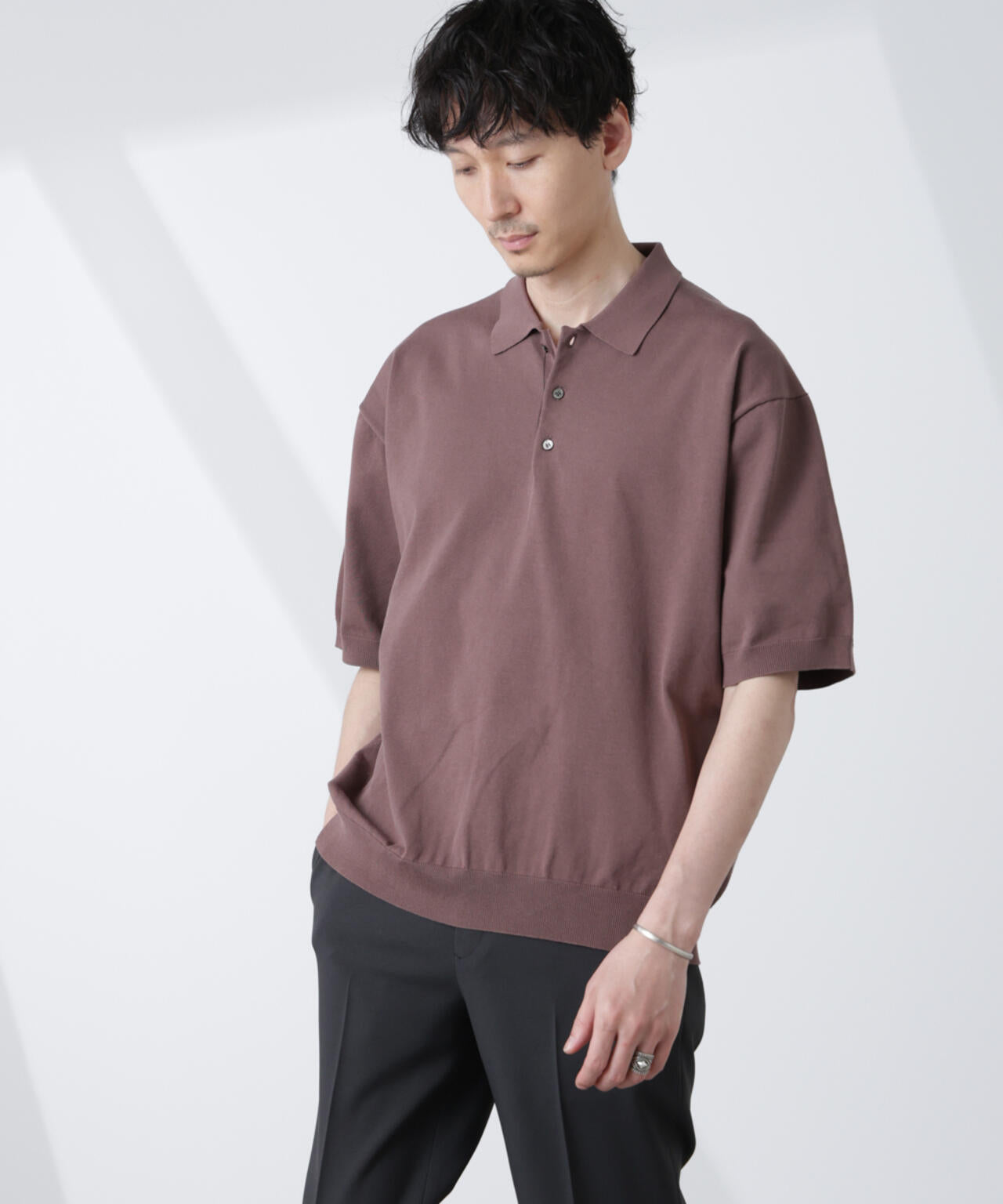 コットン/ソロナ プレーティング 半袖ニットポロシャツ 6685122221
