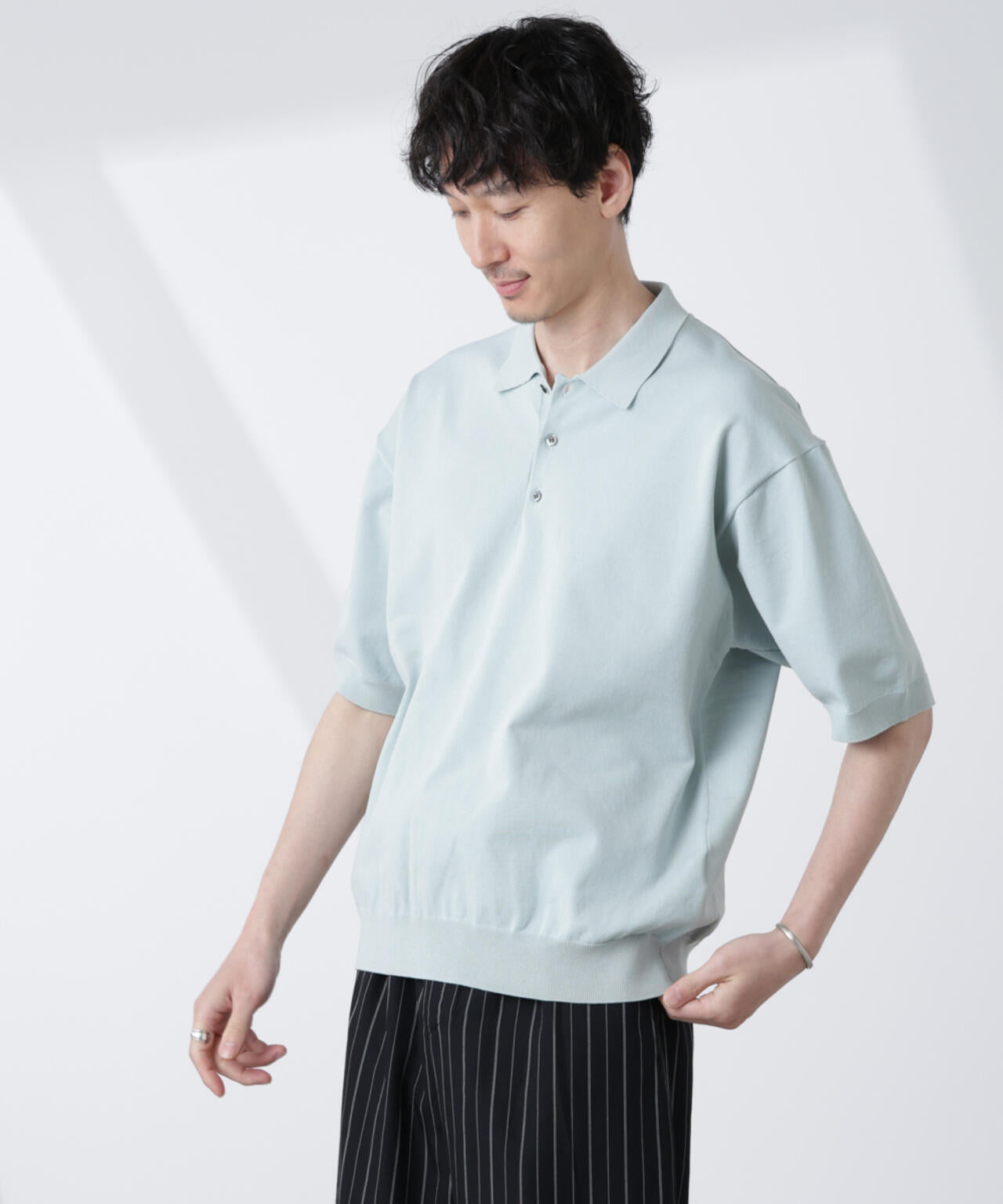 コットン/ソロナ プレーティング 半袖ニットポロシャツ 6685122221