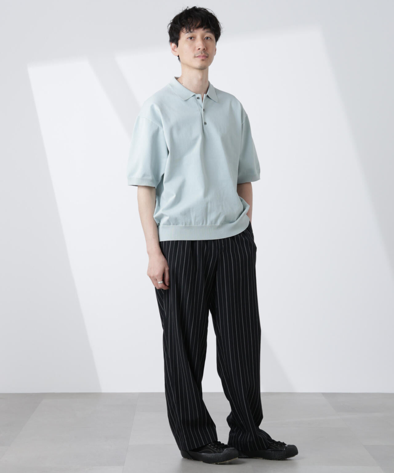 コットン/ソロナ プレーティング 半袖ニットポロシャツ 6685122221