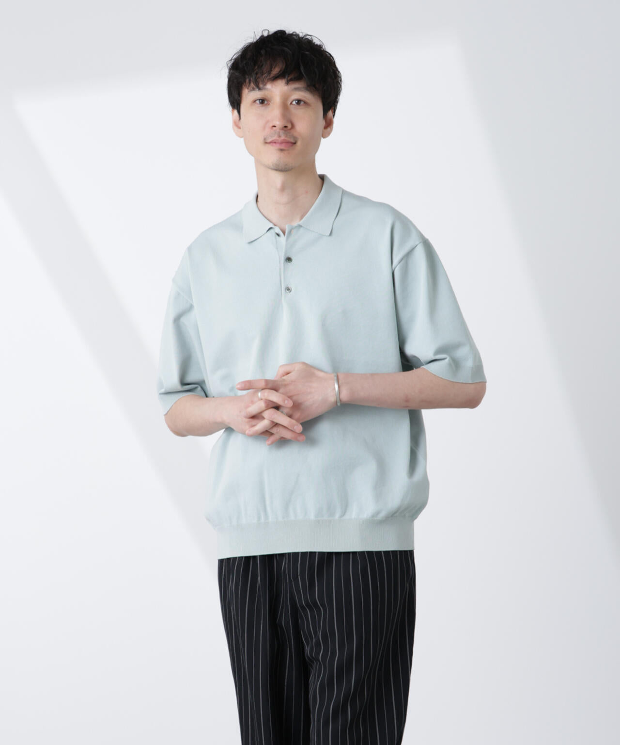 コットン/ソロナ プレーティング 半袖ニットポロシャツ 6685122221