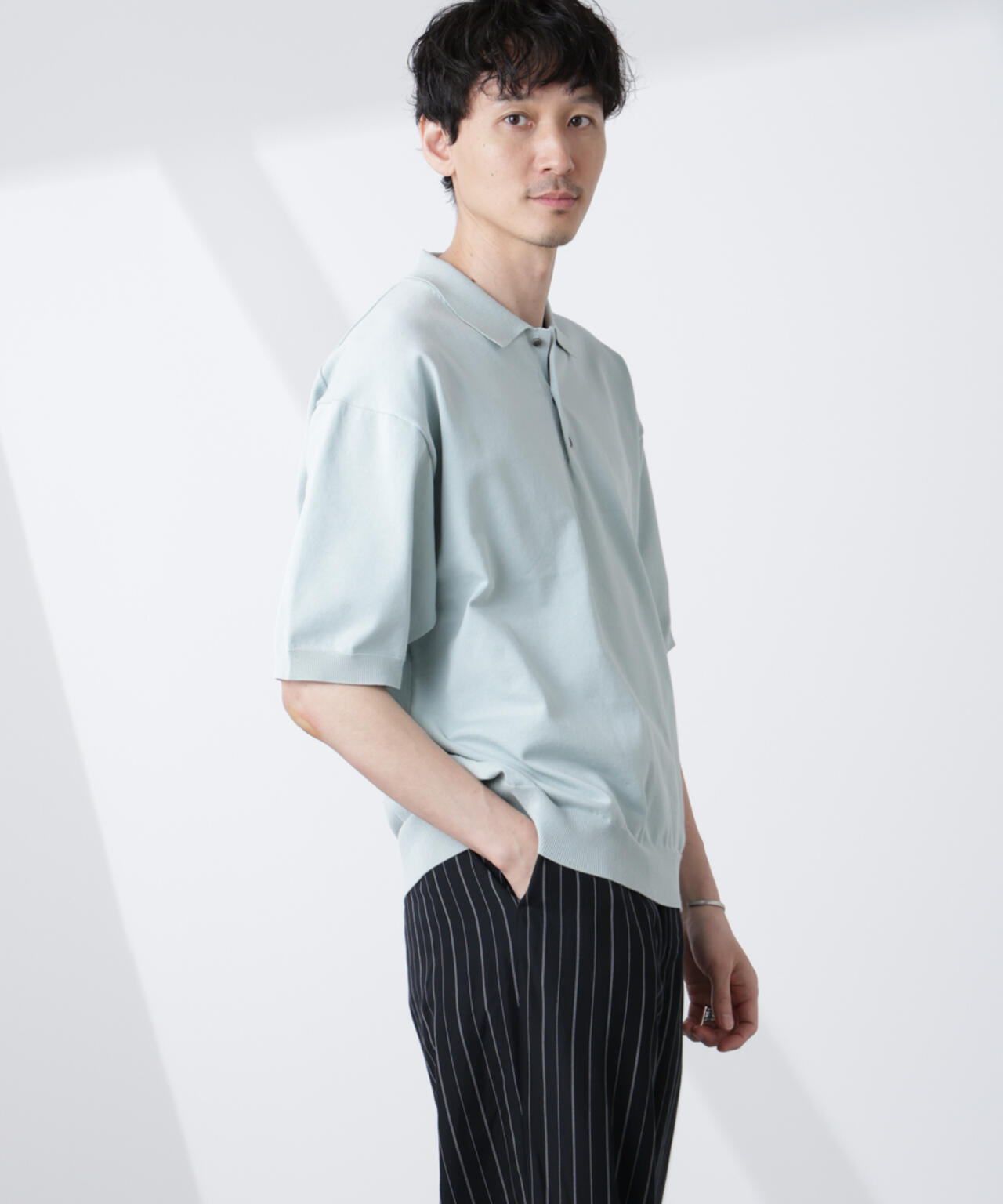 コットン/ソロナ プレーティング 半袖ニットポロシャツ 6685122221