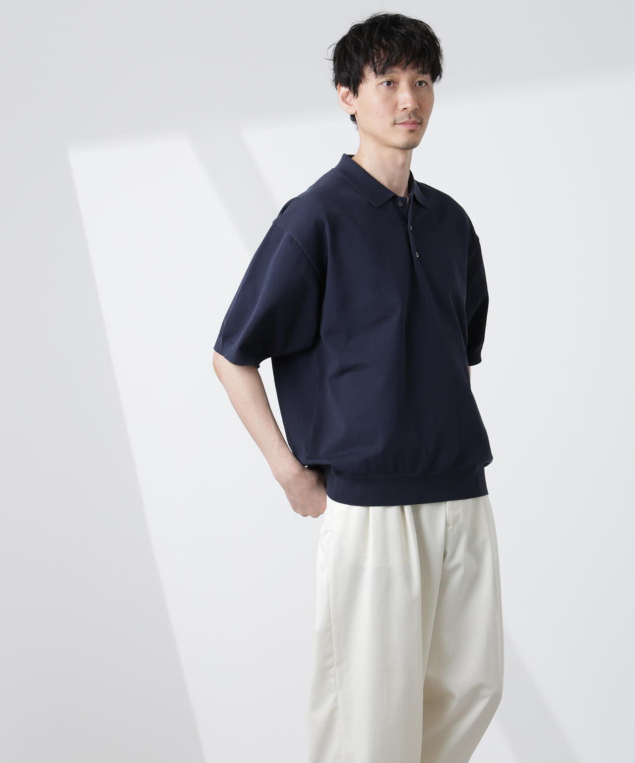 コットン/ソロナ プレーティング 半袖ニットポロシャツ 6685122221