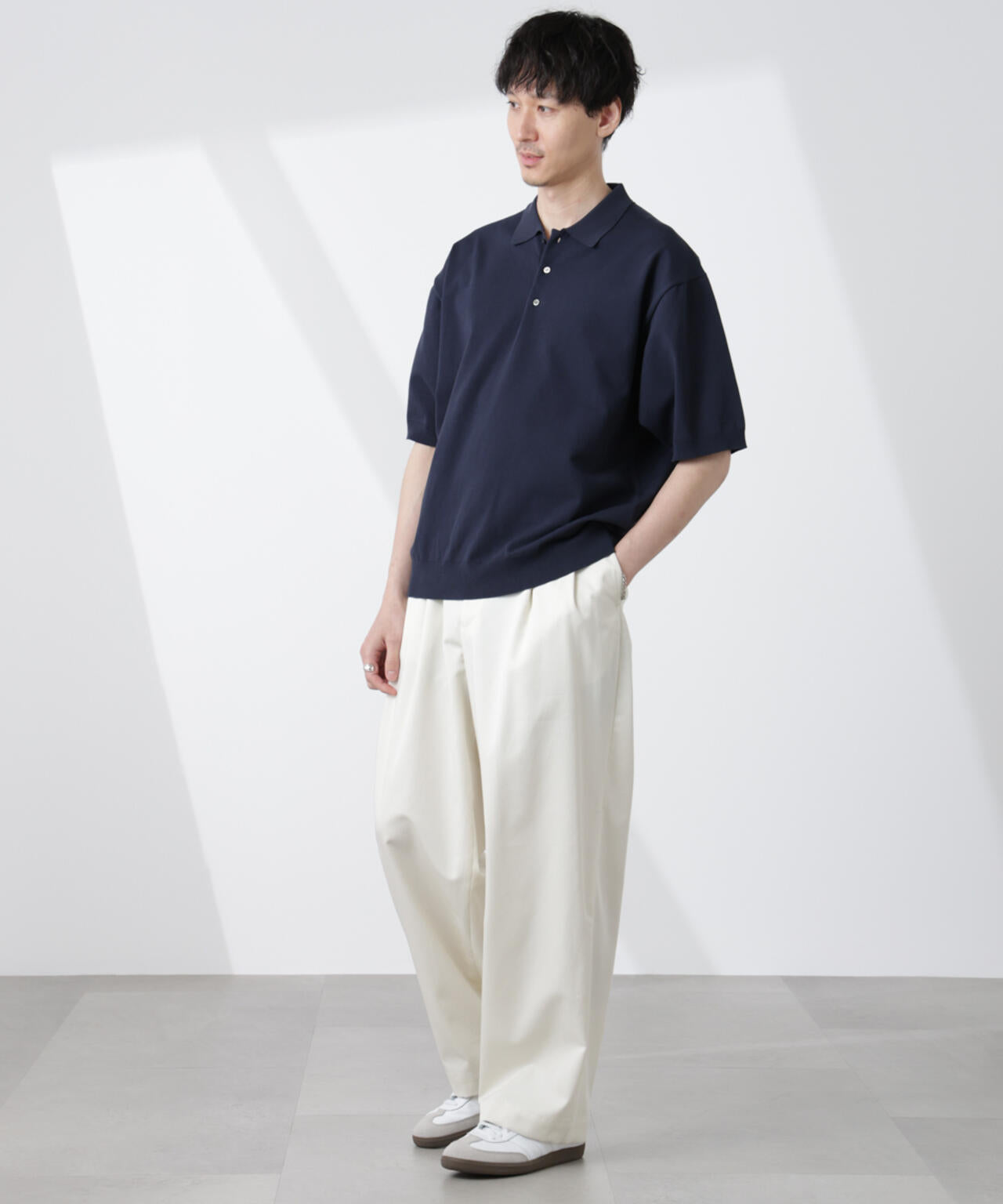 コットン/ソロナ プレーティング 半袖ニットポロシャツ 6685122221