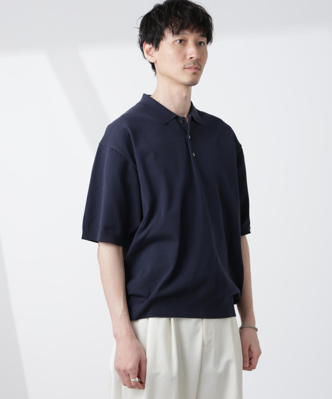 コットン/ソロナ プレーティング 半袖ニットポロシャツ 6685122221