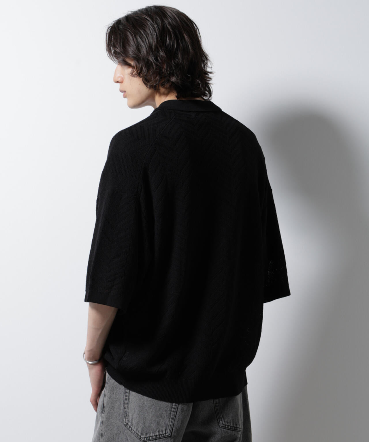 ハイゲージ ヘリンボーンニットシャツ 6685122226