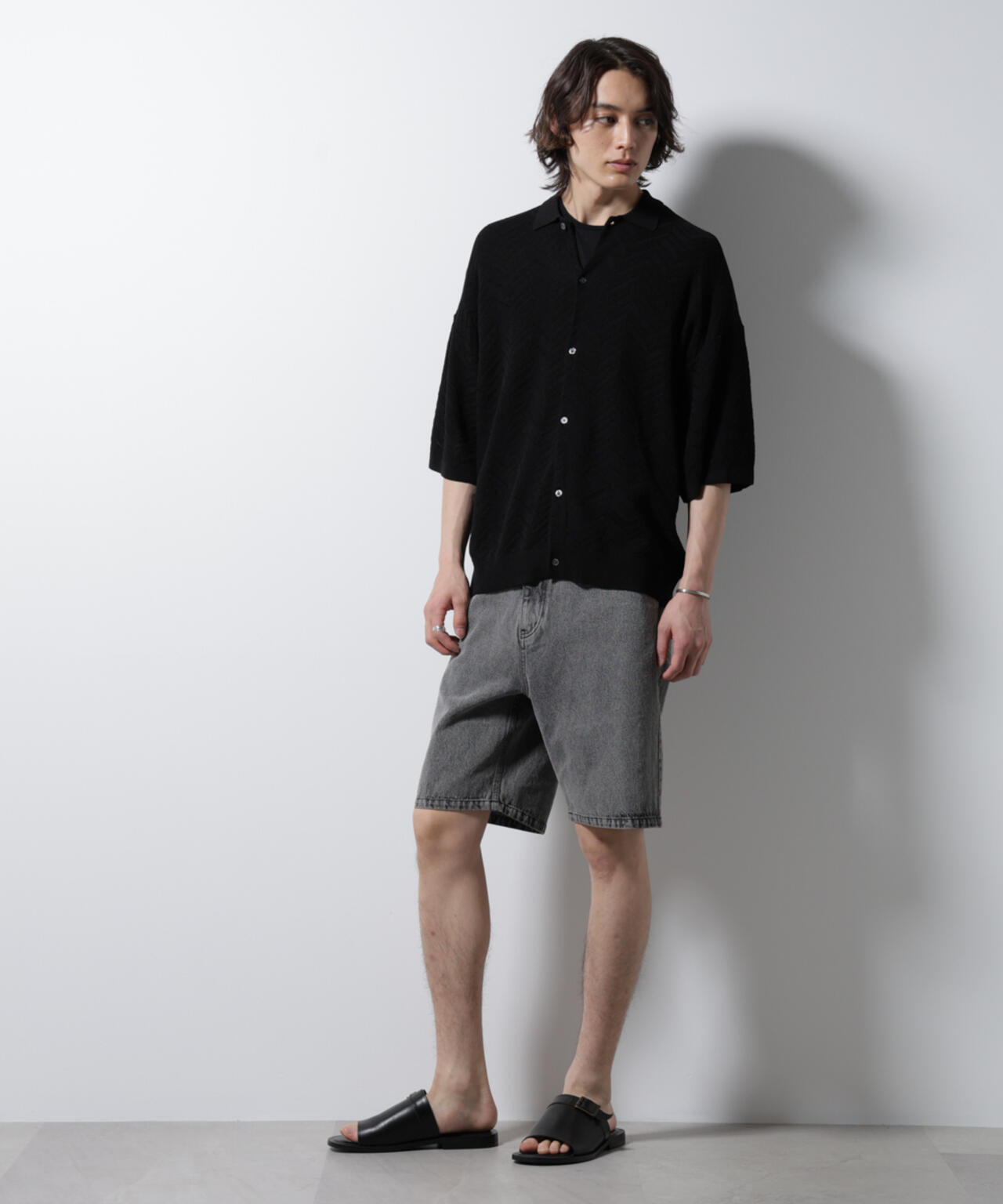 ハイゲージ ヘリンボーンニットシャツ 6685122226