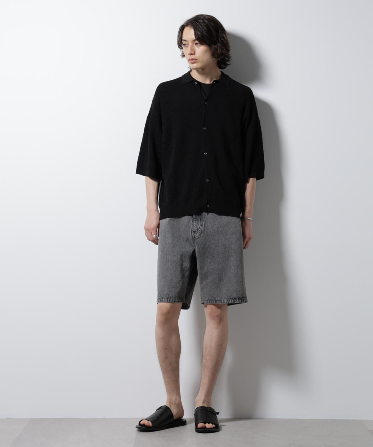 ハイゲージ ヘリンボーンニットシャツ 6685122226