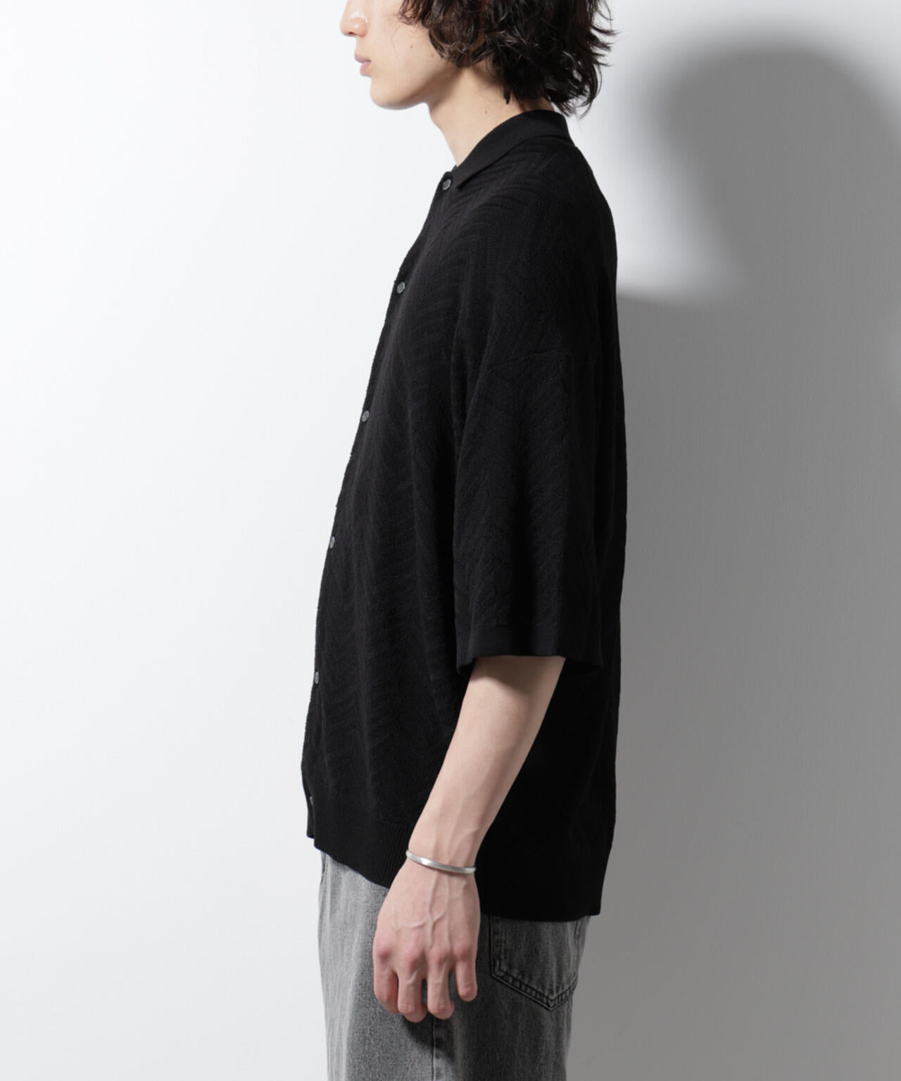 ハイゲージ ヘリンボーンニットシャツ 6685122226