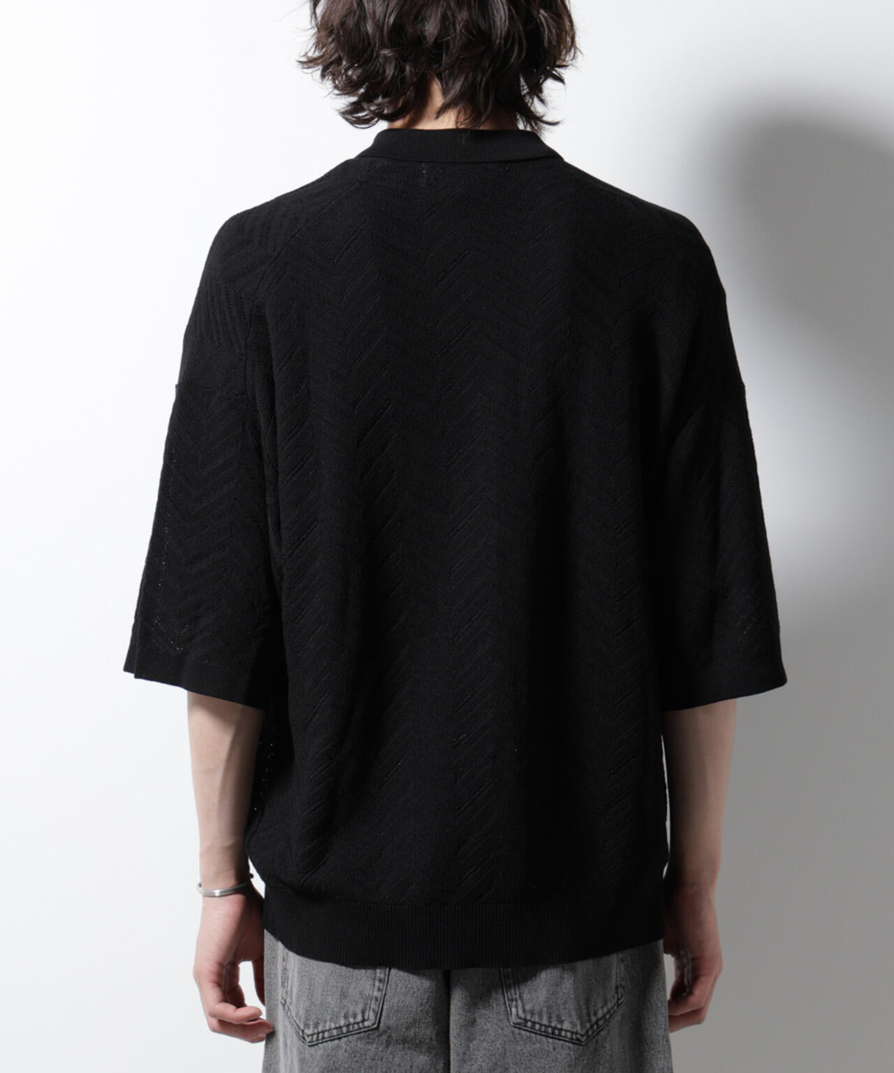 ハイゲージ ヘリンボーンニットシャツ 6685122226