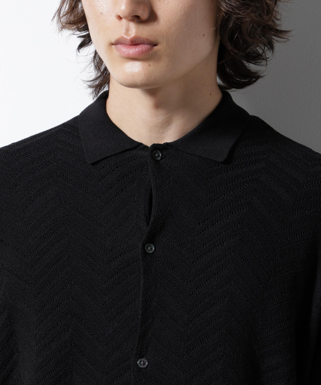 ハイゲージ ヘリンボーンニットシャツ 6685122226