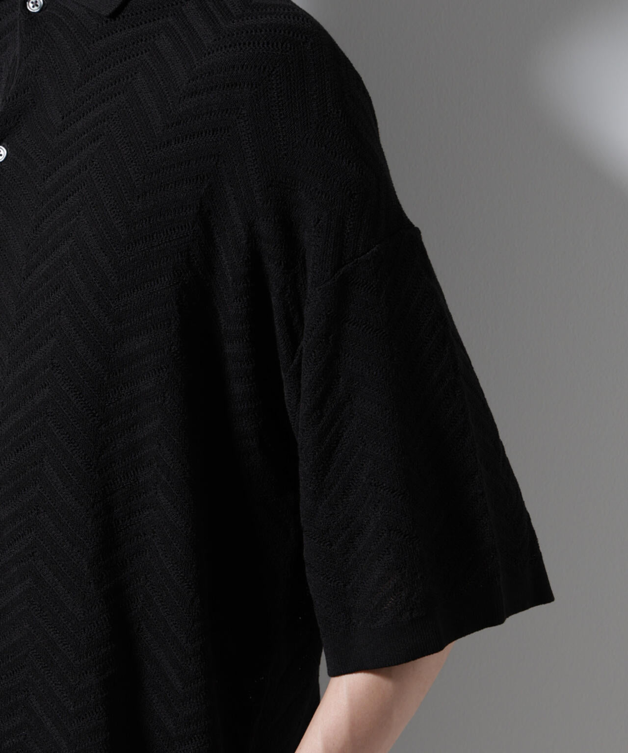 ハイゲージ ヘリンボーンニットシャツ 6685122226