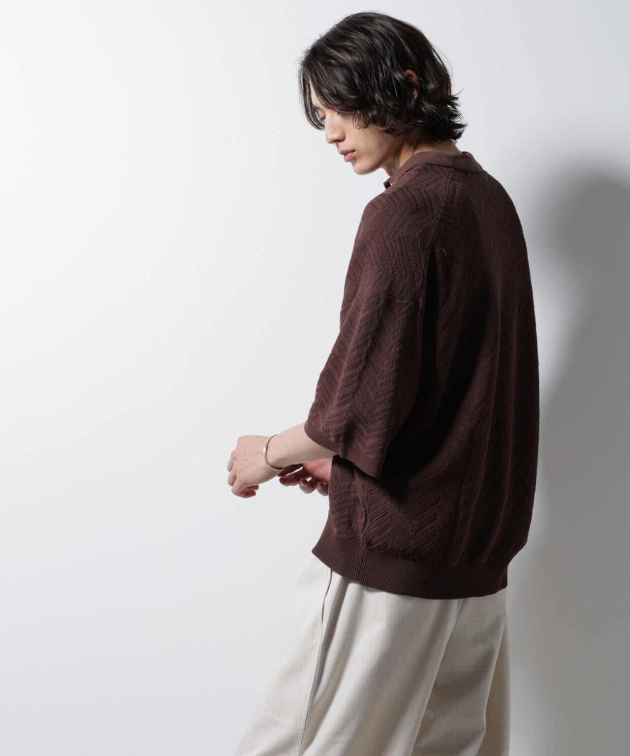 ハイゲージ ヘリンボーンニットシャツ 6685122226