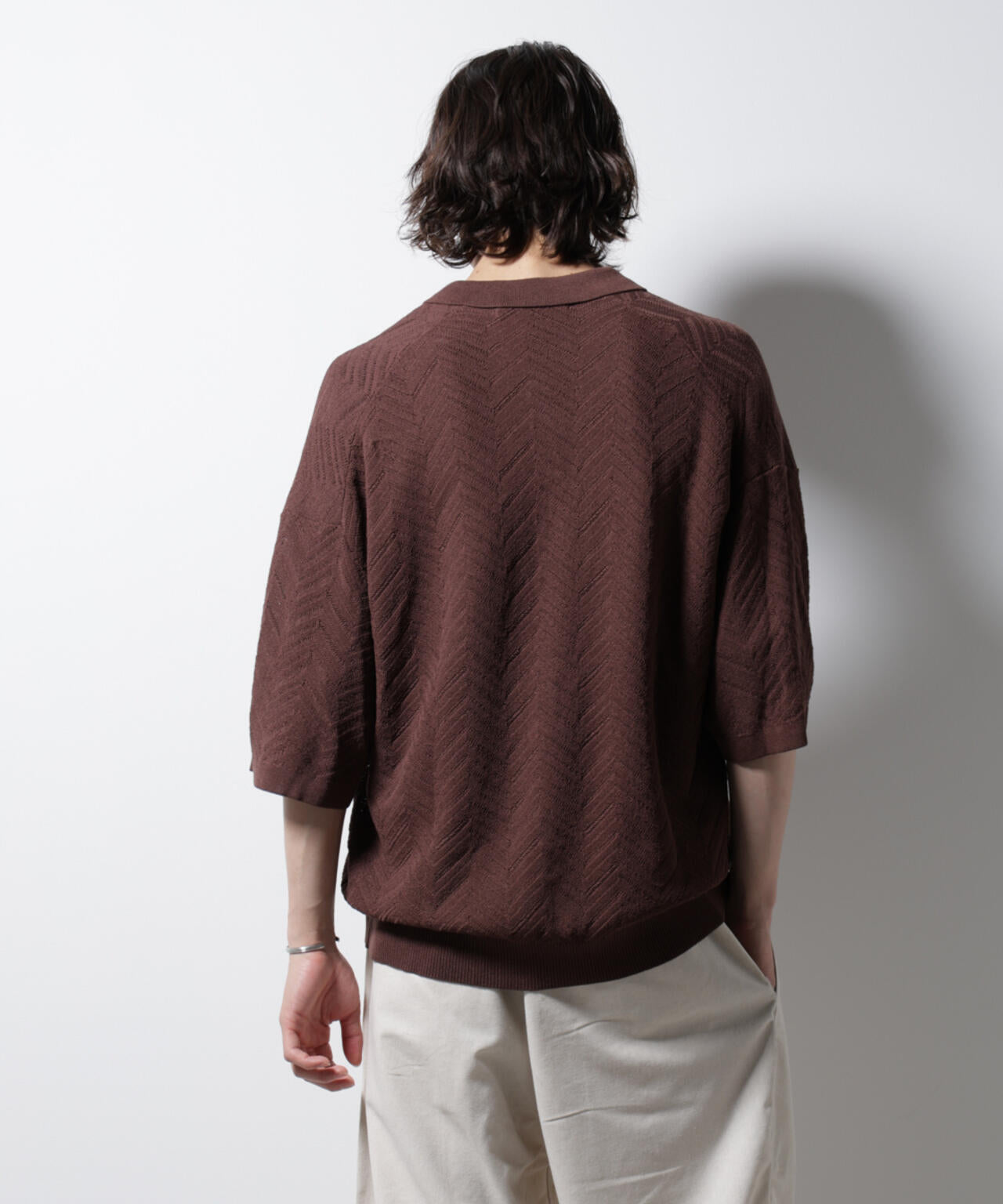 ハイゲージ ヘリンボーンニットシャツ 6685122226