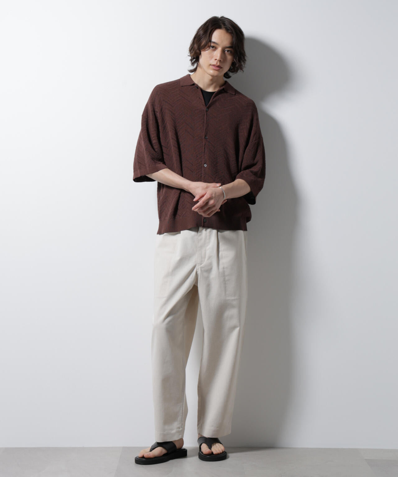 ハイゲージ ヘリンボーンニットシャツ 6685122226