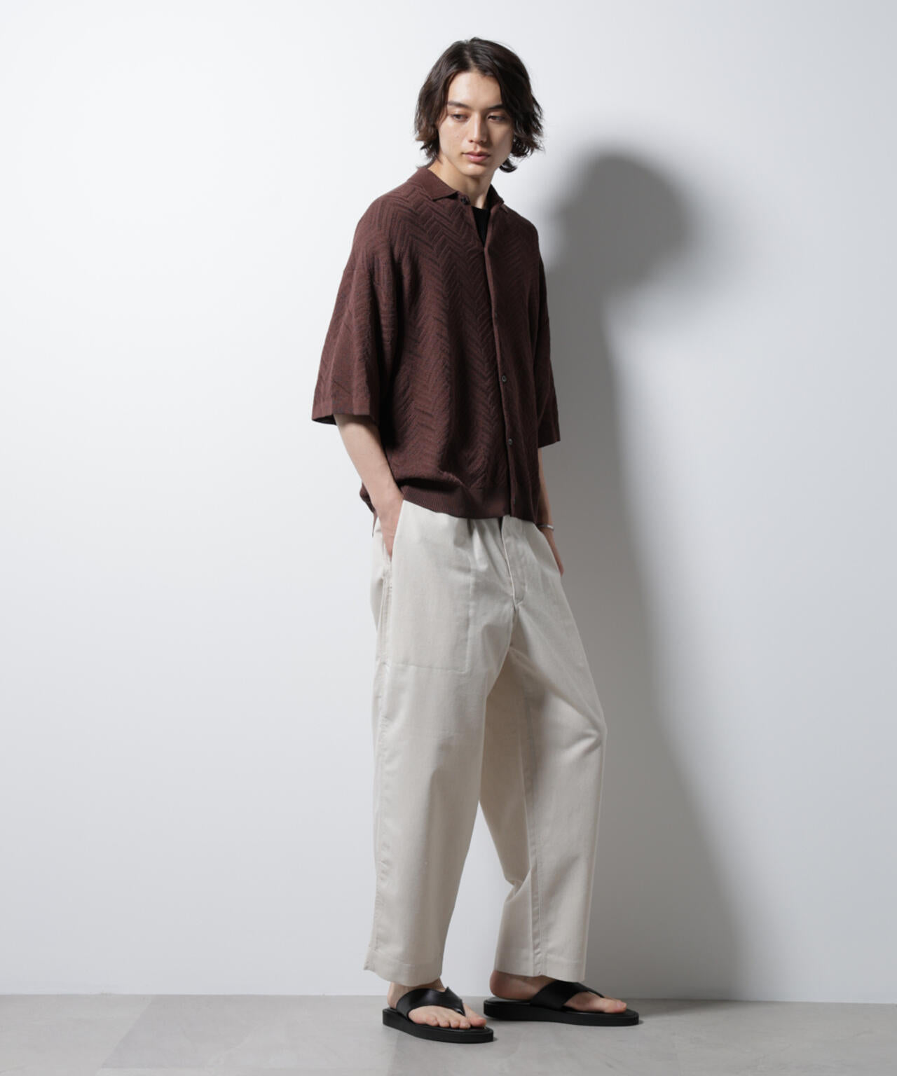 ハイゲージ ヘリンボーンニットシャツ 6685122226