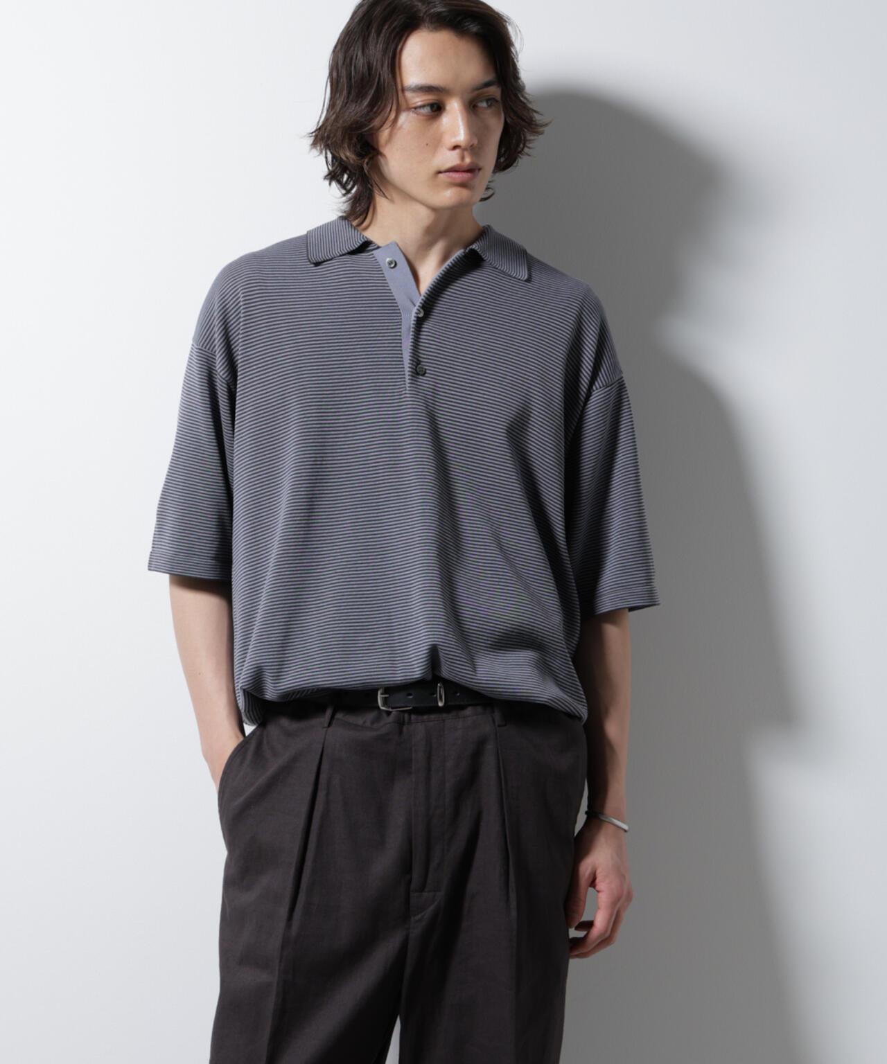 Herno ニットポロ チャコール 48 キレイめ Herno ニットポロ チャコール 48 キレイめ