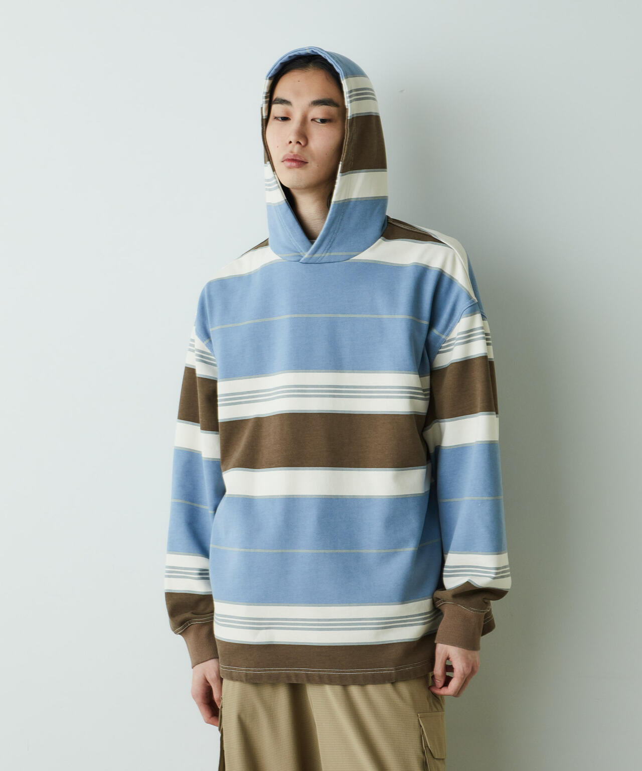 「HOTEL PALACE」 オテルパラス レトロボーダーストーンウォッシュフーディーパーカー 6685123205