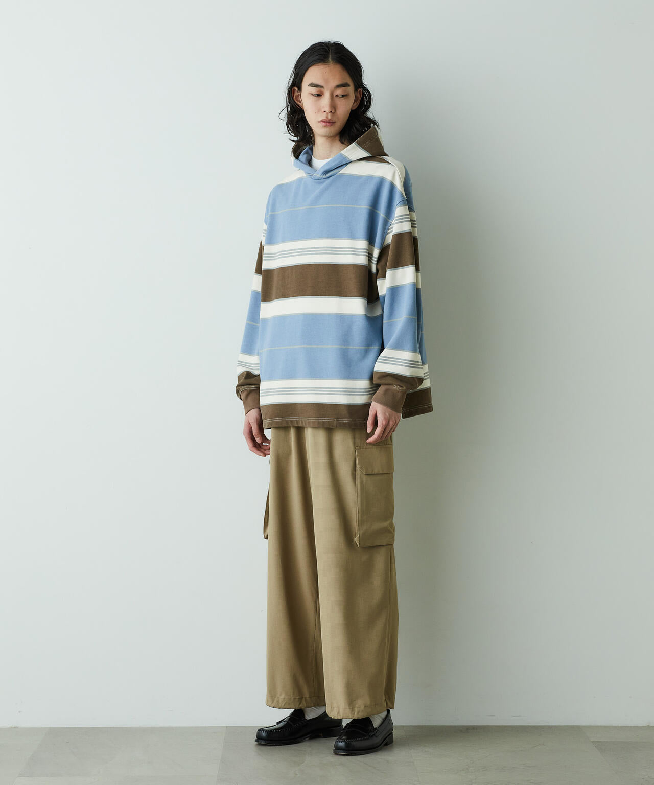 「HOTEL PALACE」 オテルパラス レトロボーダーストーンウォッシュフーディーパーカー 6685123205