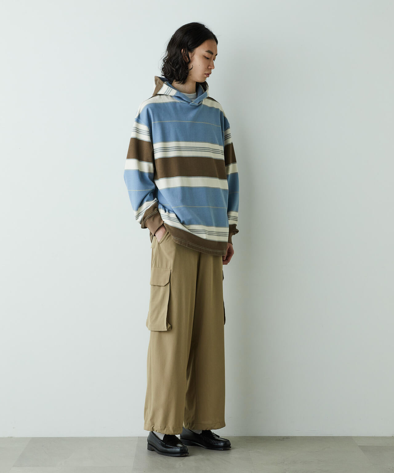 「HOTEL PALACE」 オテルパラス レトロボーダーストーンウォッシュフーディーパーカー 6685123205