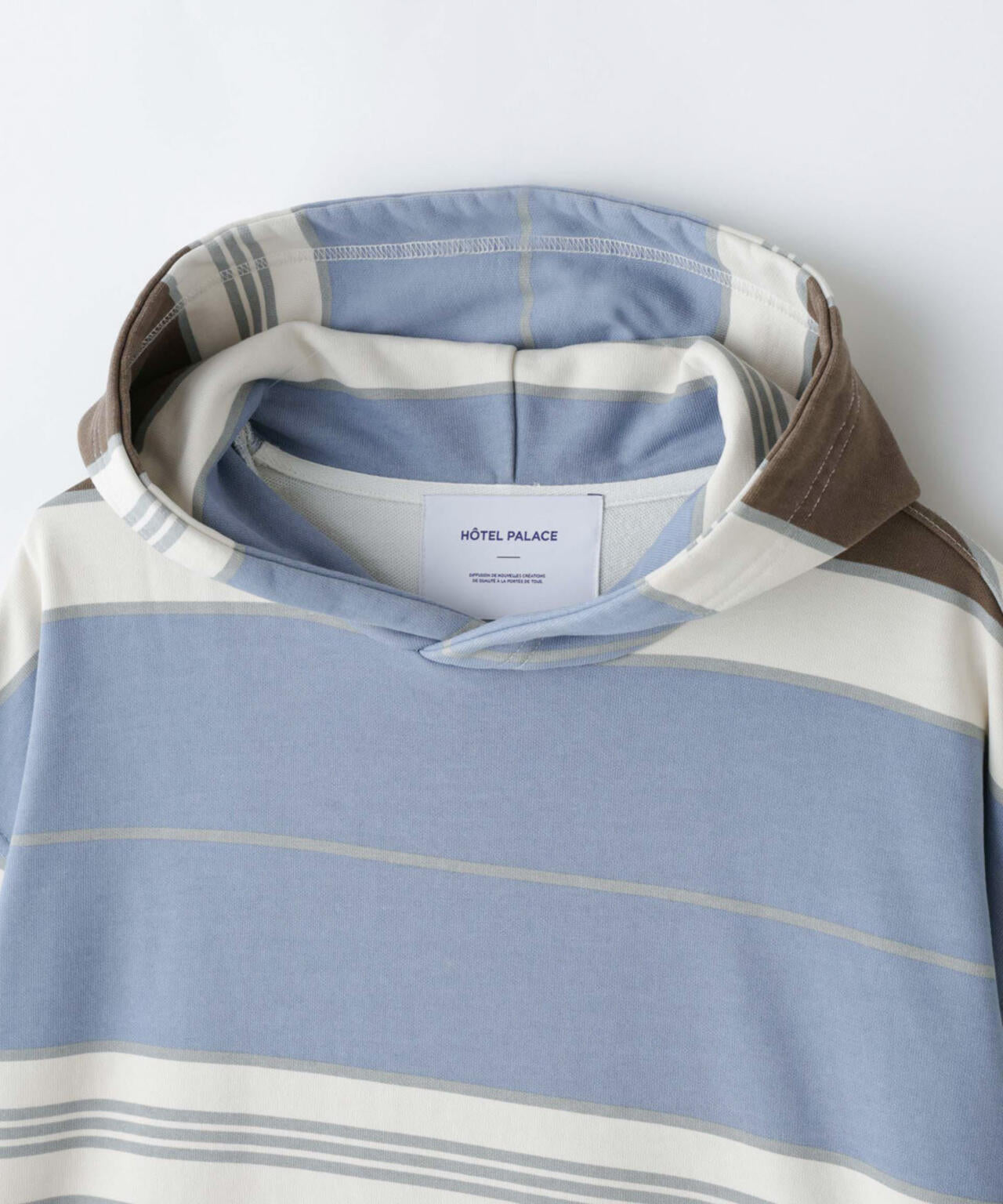 「HOTEL PALACE」 オテルパラス レトロボーダーストーンウォッシュフーディーパーカー 6685123205