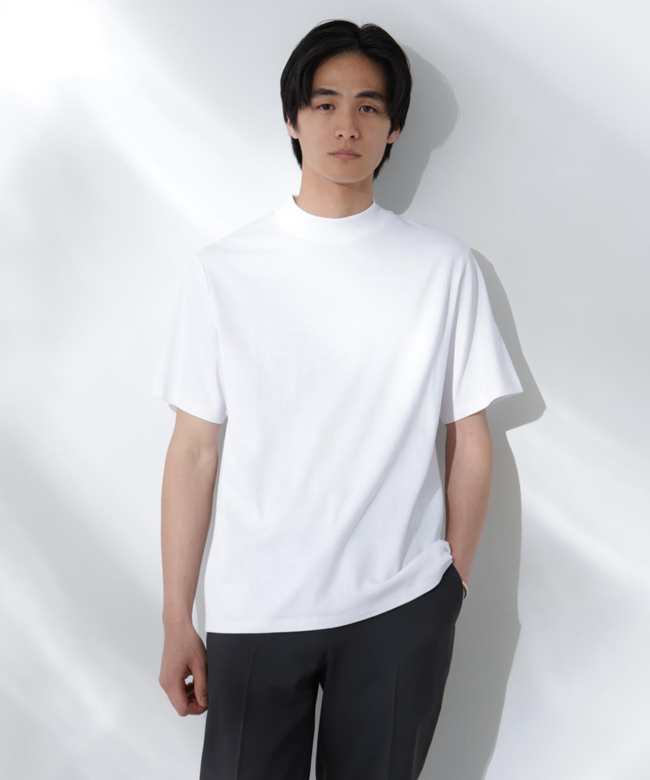 Anti Soaked(R) 汗染み防止 モックネックレギュラーシルエットTシャツ 6685124204