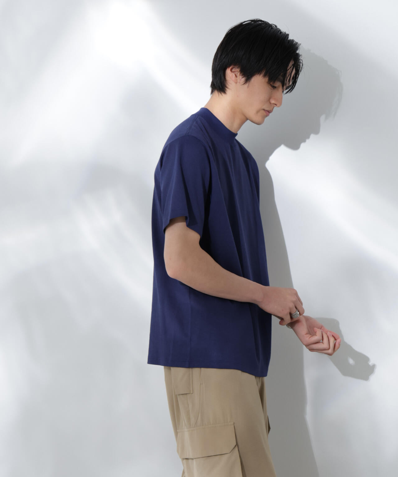 Anti Soaked(R) 汗染み防止 モックネックレギュラーシルエットTシャツ 6685124204