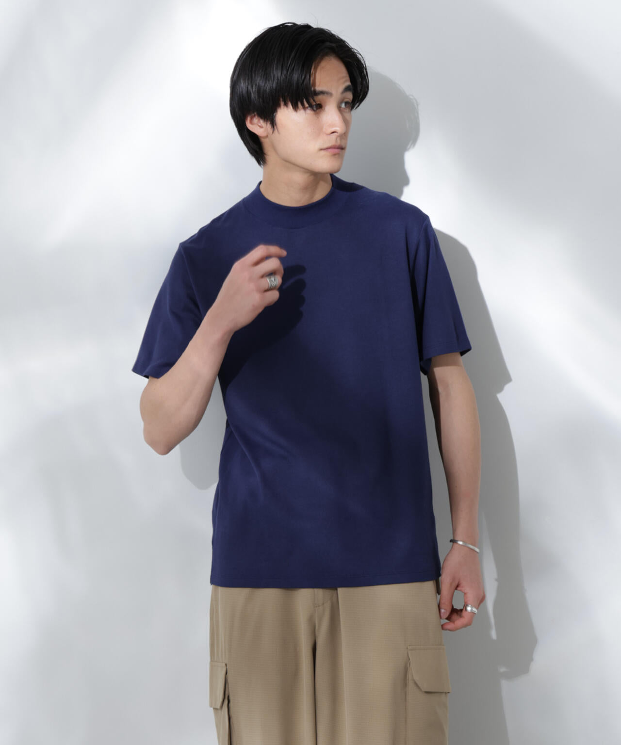 Anti Soaked(R) 汗染み防止 モックネックレギュラーシルエットTシャツ 6685124204