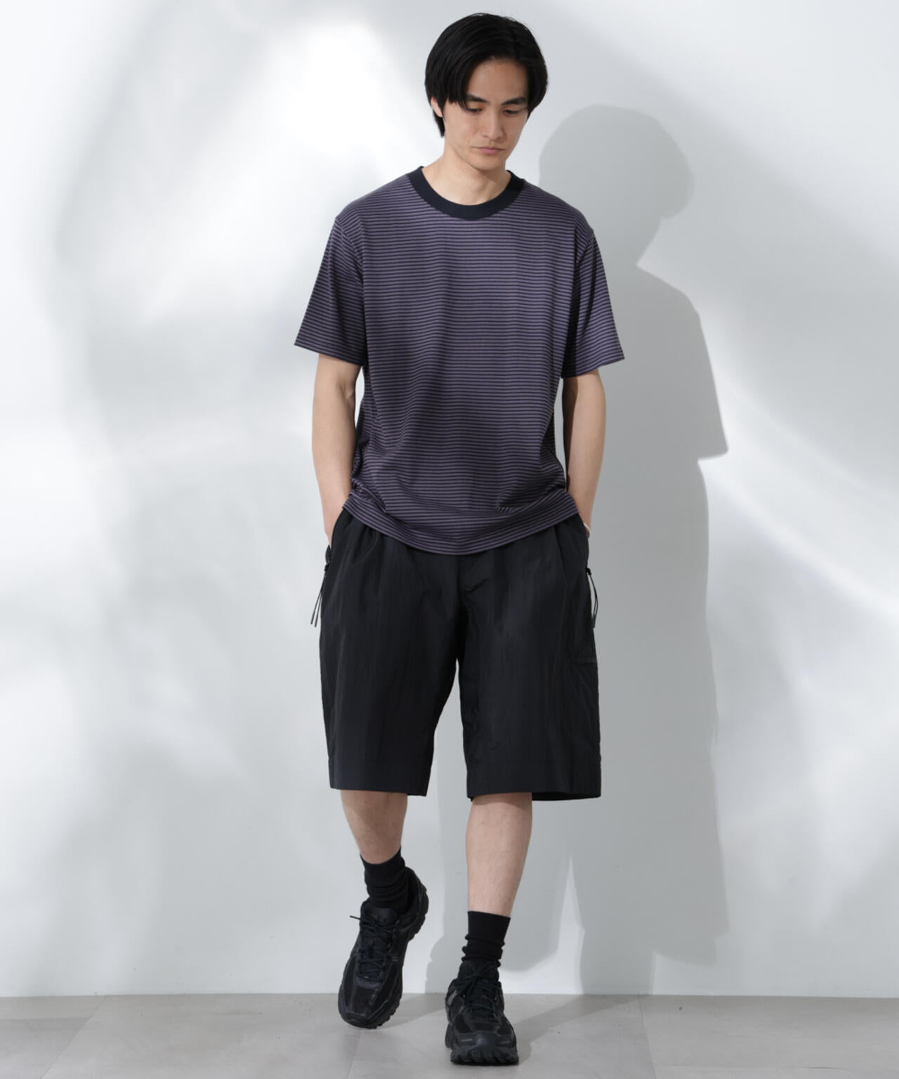 Anti Soaked(R) 汗染み防止 ボーダーミドルシルエットTシャツ 6685124205