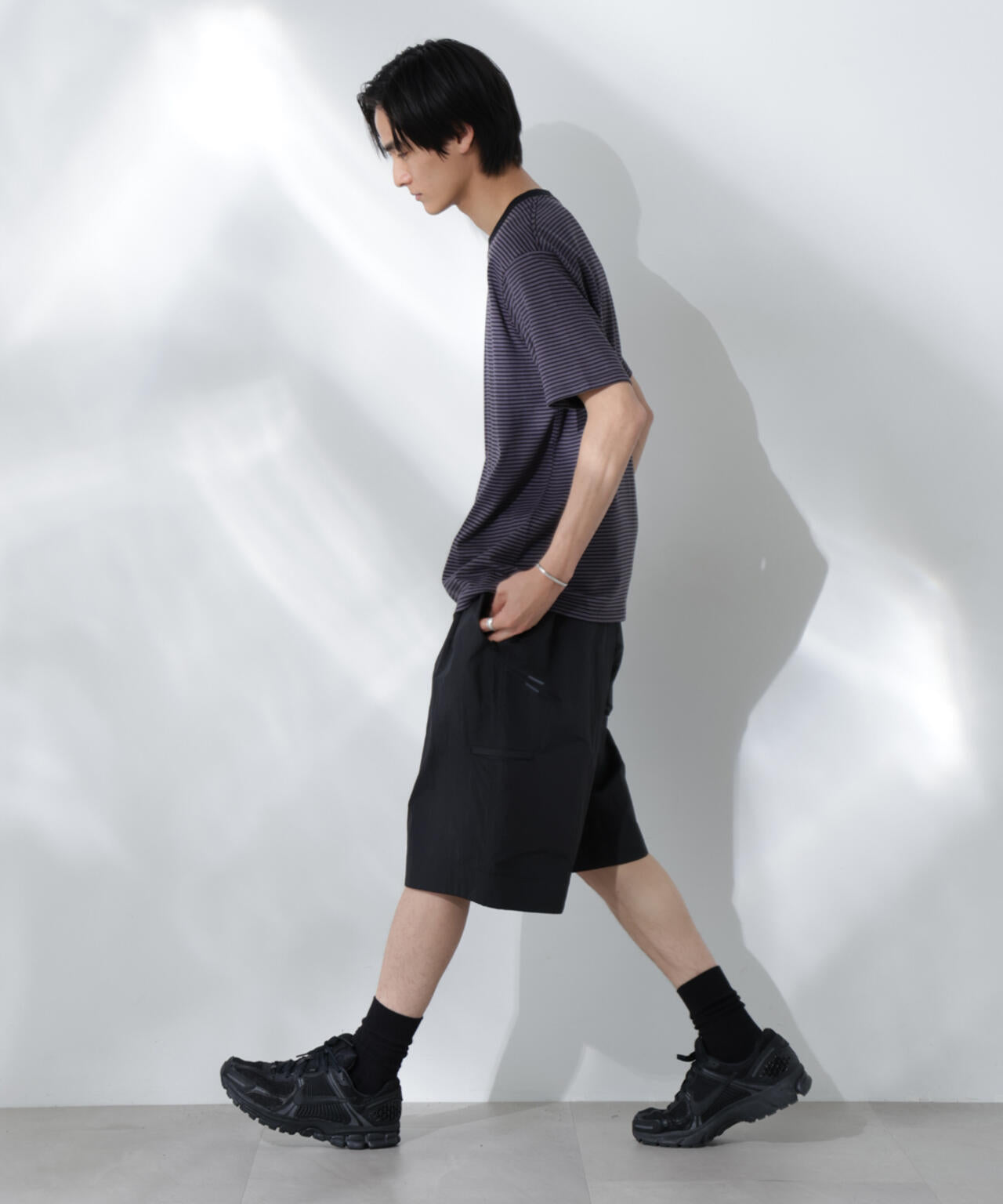 Anti Soaked(R) 汗染み防止 ボーダーミドルシルエットTシャツ 6685124205