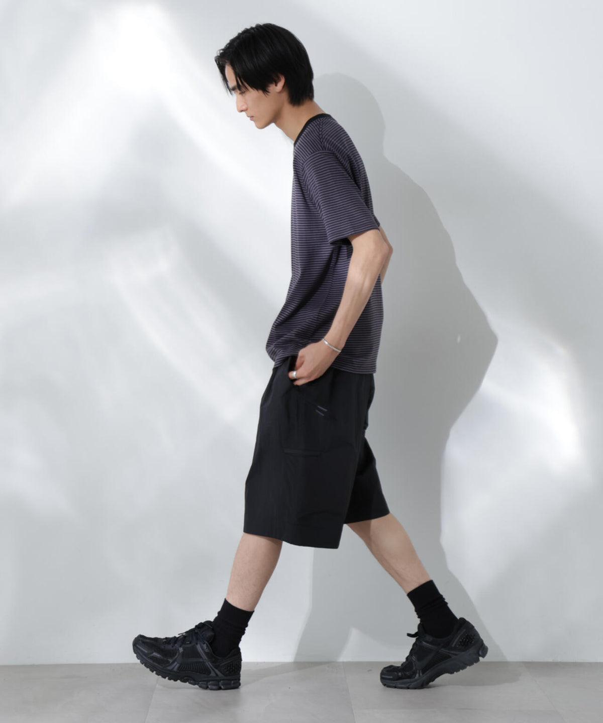 Anti Soaked(R) 汗染み防止 ボーダーミドルシルエットTシャツ 6685124205