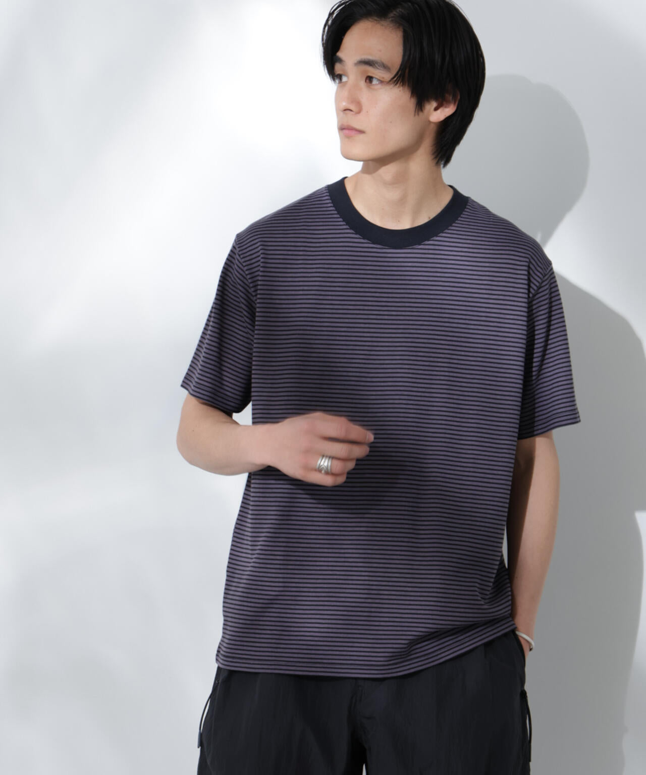 Anti Soaked(R) 汗染み防止 ボーダーミドルシルエットTシャツ 6685124205