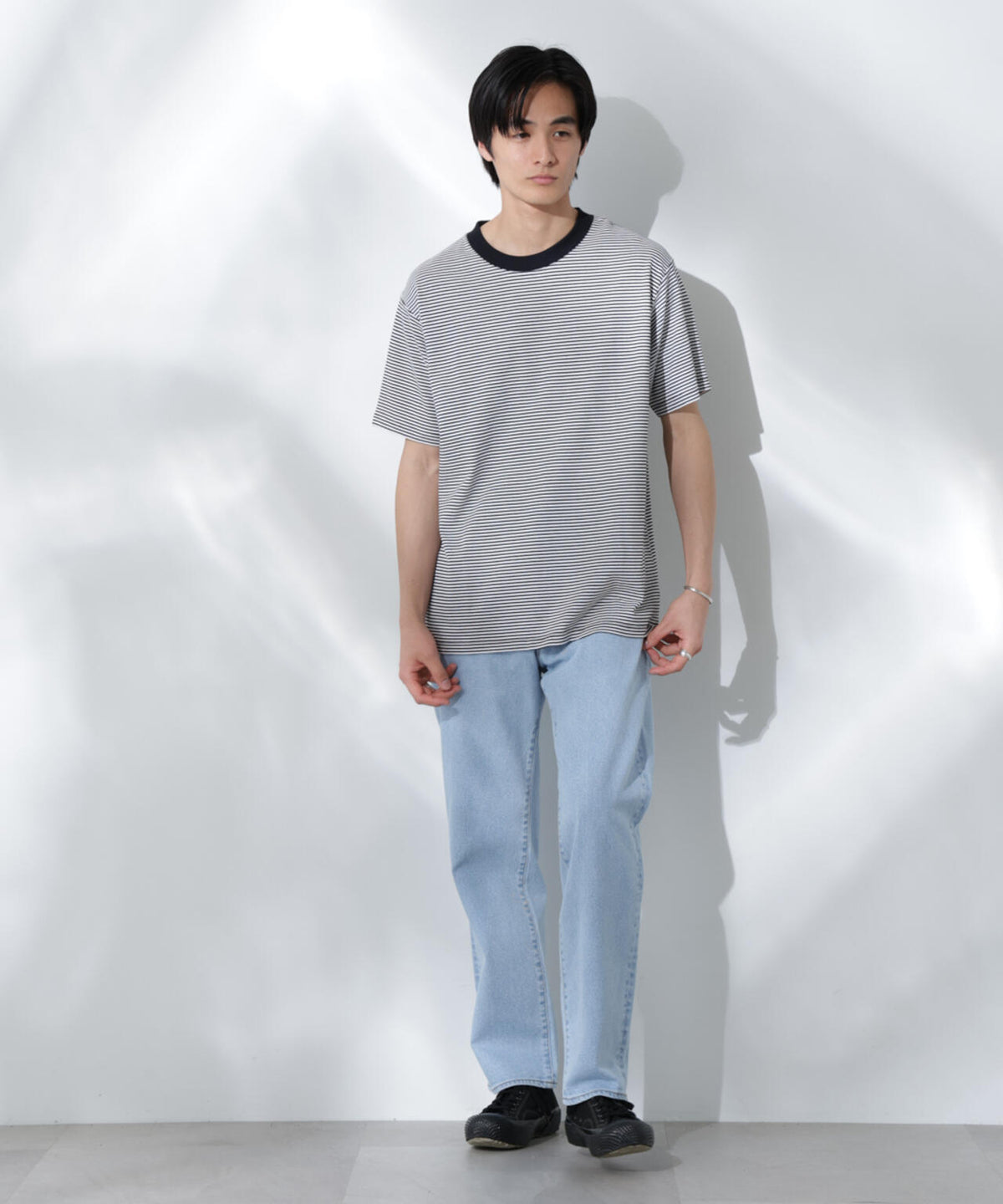 Anti Soaked(R) 汗染み防止 ボーダーミドルシルエットTシャツ 6685124205