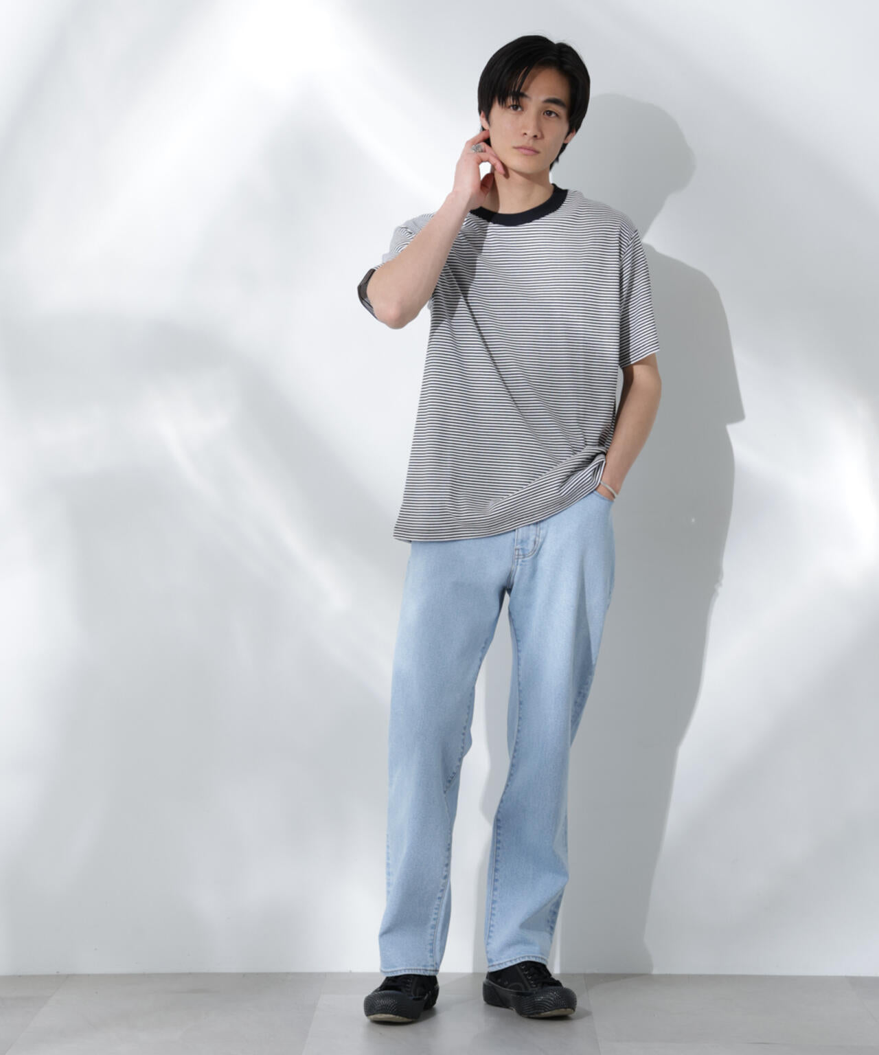 Anti Soaked(R) 汗染み防止 ボーダーミドルシルエットTシャツ 6685124205