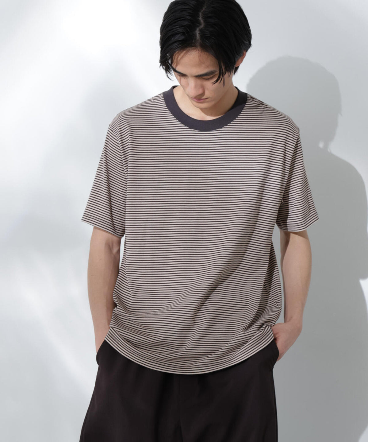 Anti Soaked(R) 汗染み防止 ボーダーミドルシルエットTシャツ 6685124205