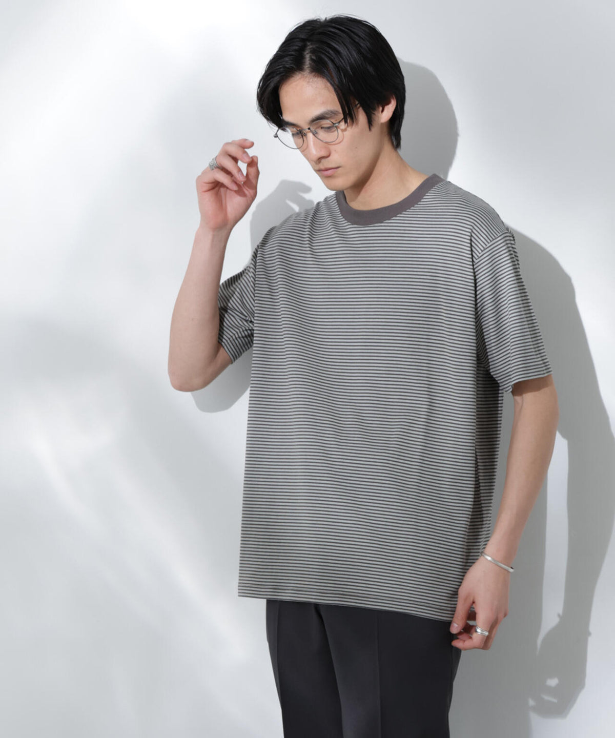 Anti Soaked(R) 汗染み防止 ボーダーミドルシルエットTシャツ 6685124205