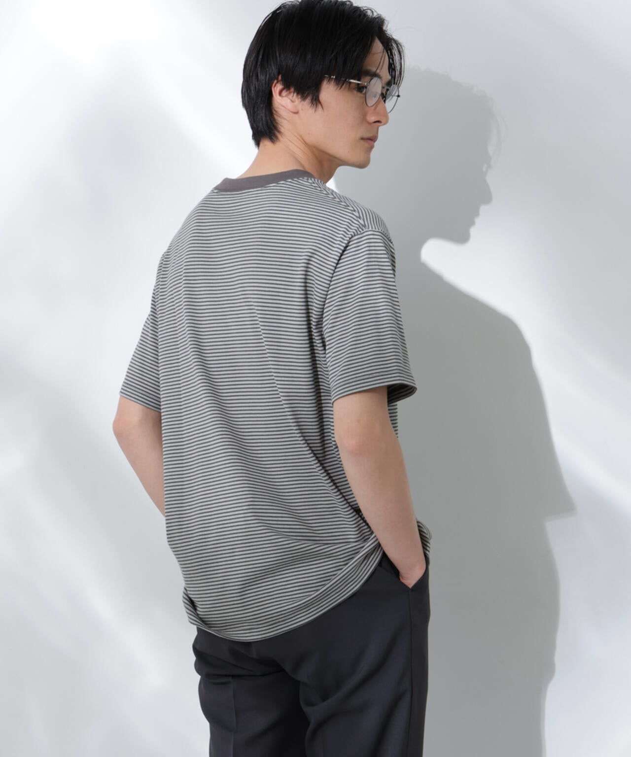 Anti Soaked(R) 汗染み防止 ボーダーミドルシルエットTシャツ 6685124205