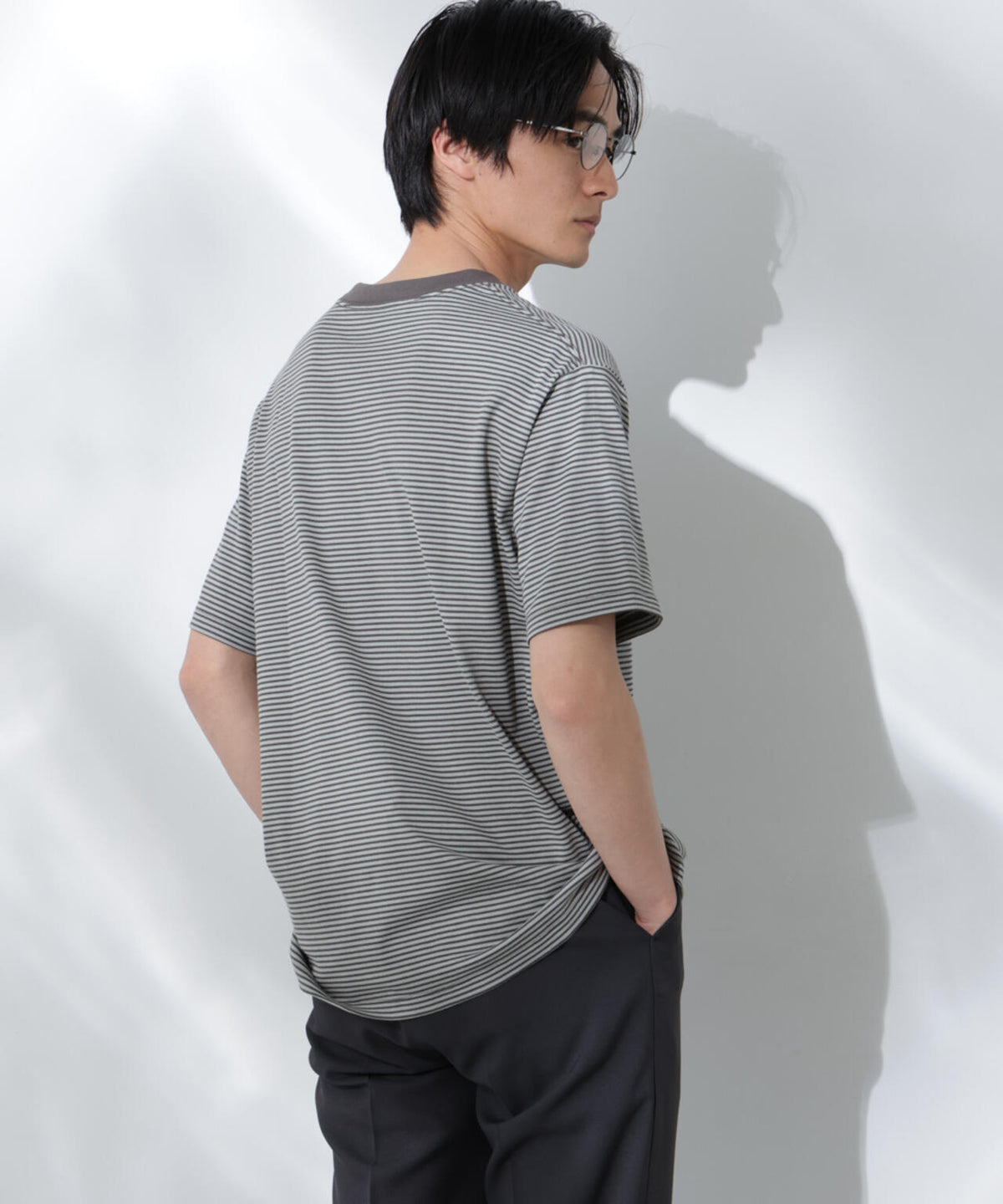 Anti Soaked(R) 汗染み防止 ボーダーミドルシルエットTシャツ 6685124205