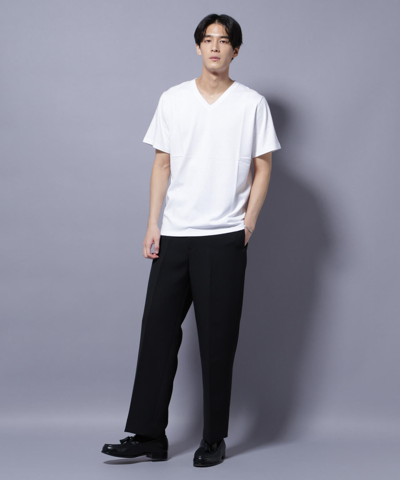 WEB限定/Anti Soaked(R) 汗染み防止 Vネック レギュラーシルエットTシャツ 6685124206