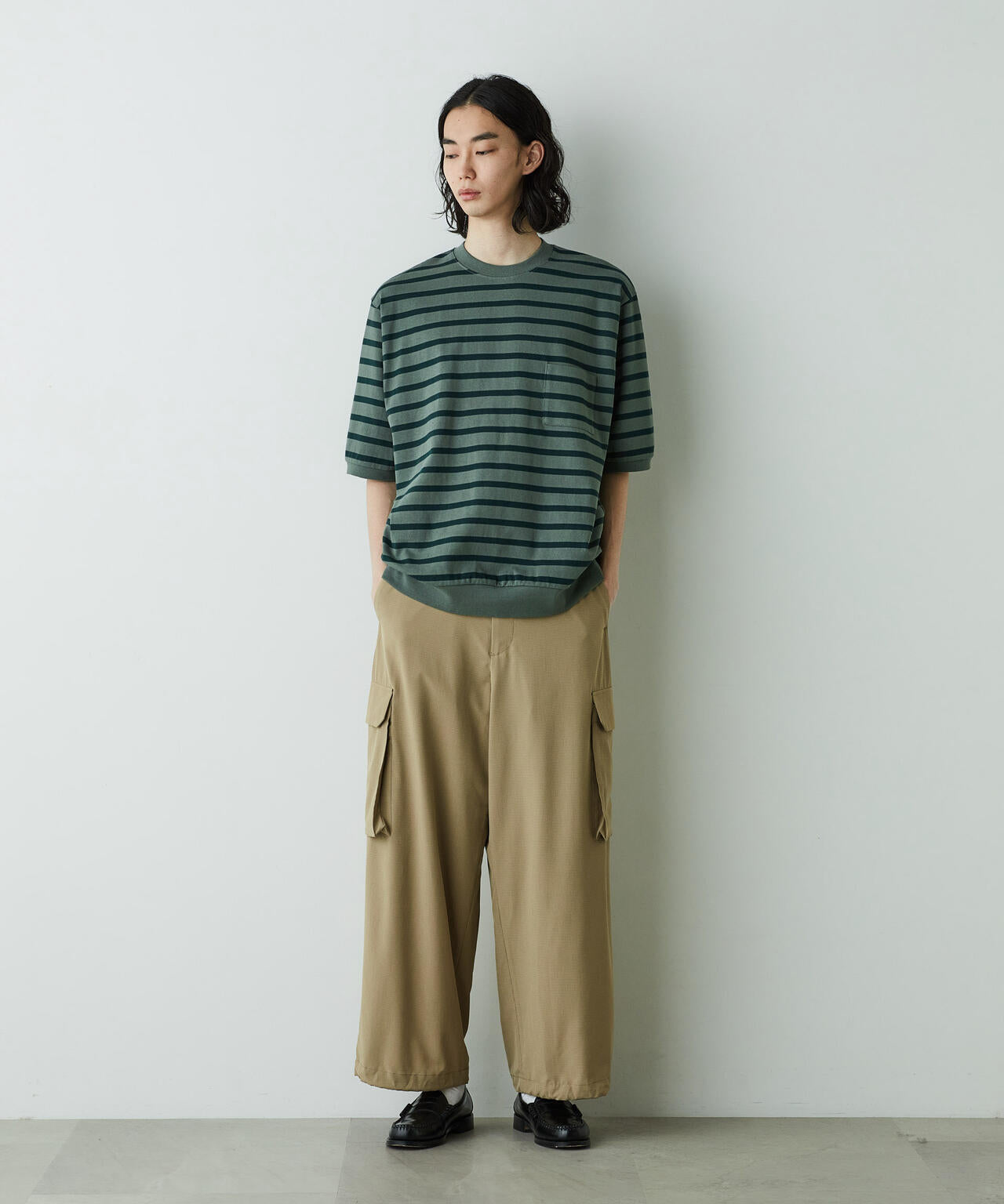 「HOTEL PALACE」オテルパラス ドライタッチバスクボーダールーズシルエットTシャツ 6685124213